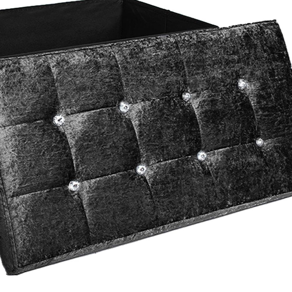 Homerepublic Black Crushed Velvet Foldable Storage Box 76 x 38cm Image 2