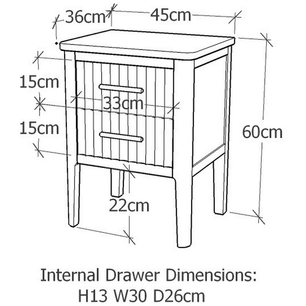 Palau 2 Drawer Grey Bedside Table Image 9