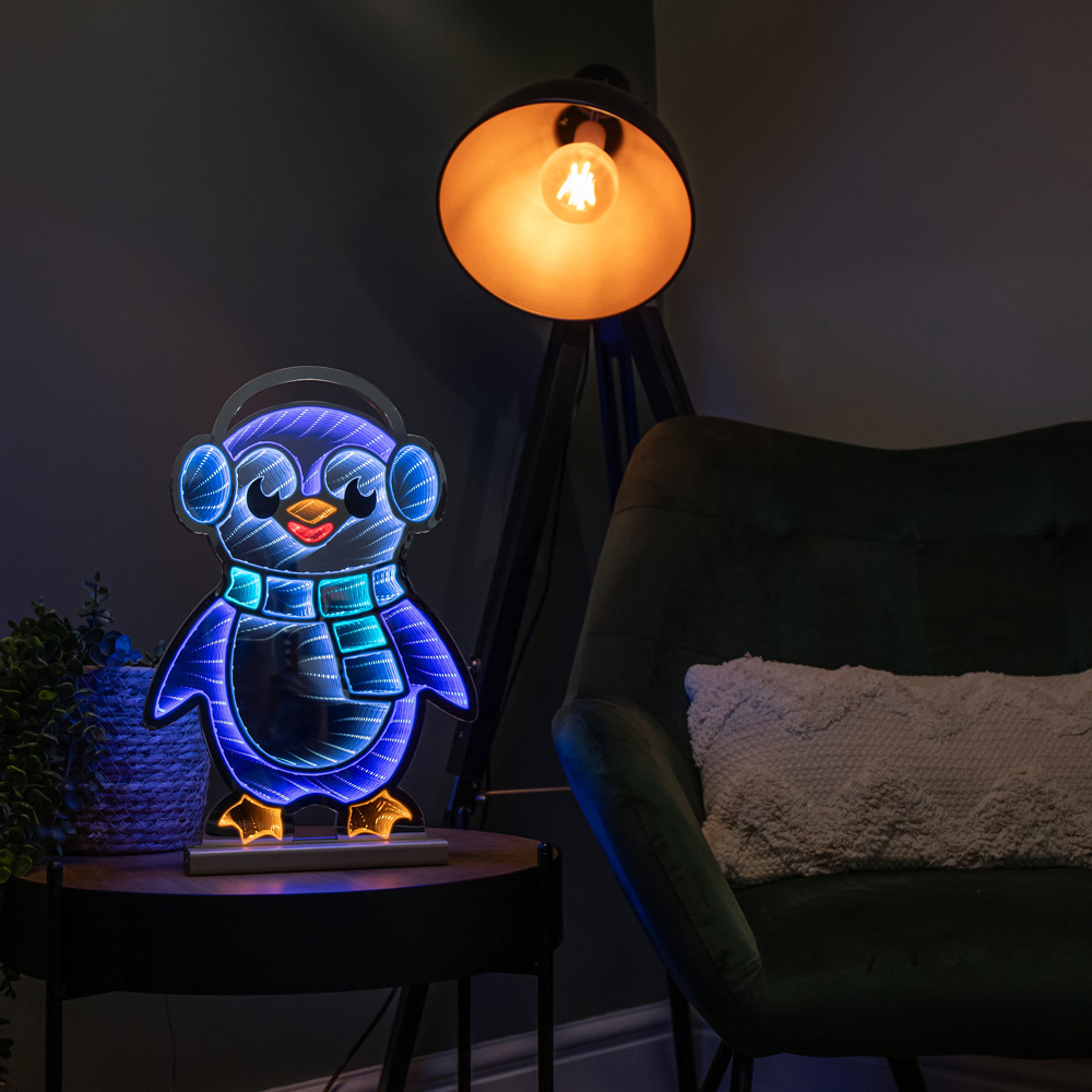 Samuel Alexander Blue and White LED Light Up Penguin Infinity Christmas Decoration 40cm Image 9