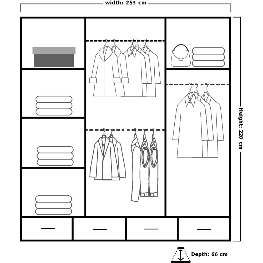 Sliding Wardrobes 4U 2 Sliding Door Grey Modern Wide High Gloss Mirrored Wardrobe Image 5