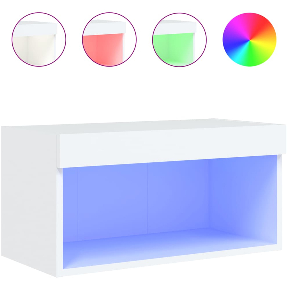 vidaXL Single Shelf White TV Cabinet with LED Lights Image 3