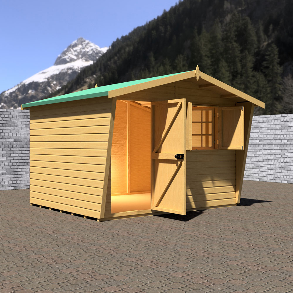 Shire 10 x 8ft Shiplap Style D Security Cabin Apex Garden Shed Image 5
