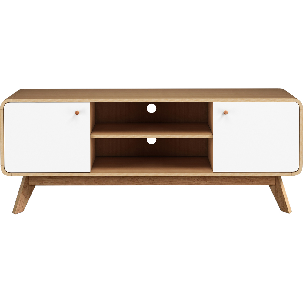 Loft24 Cassie 2 Door 2 Shelf White Oak TV Stand Image 3