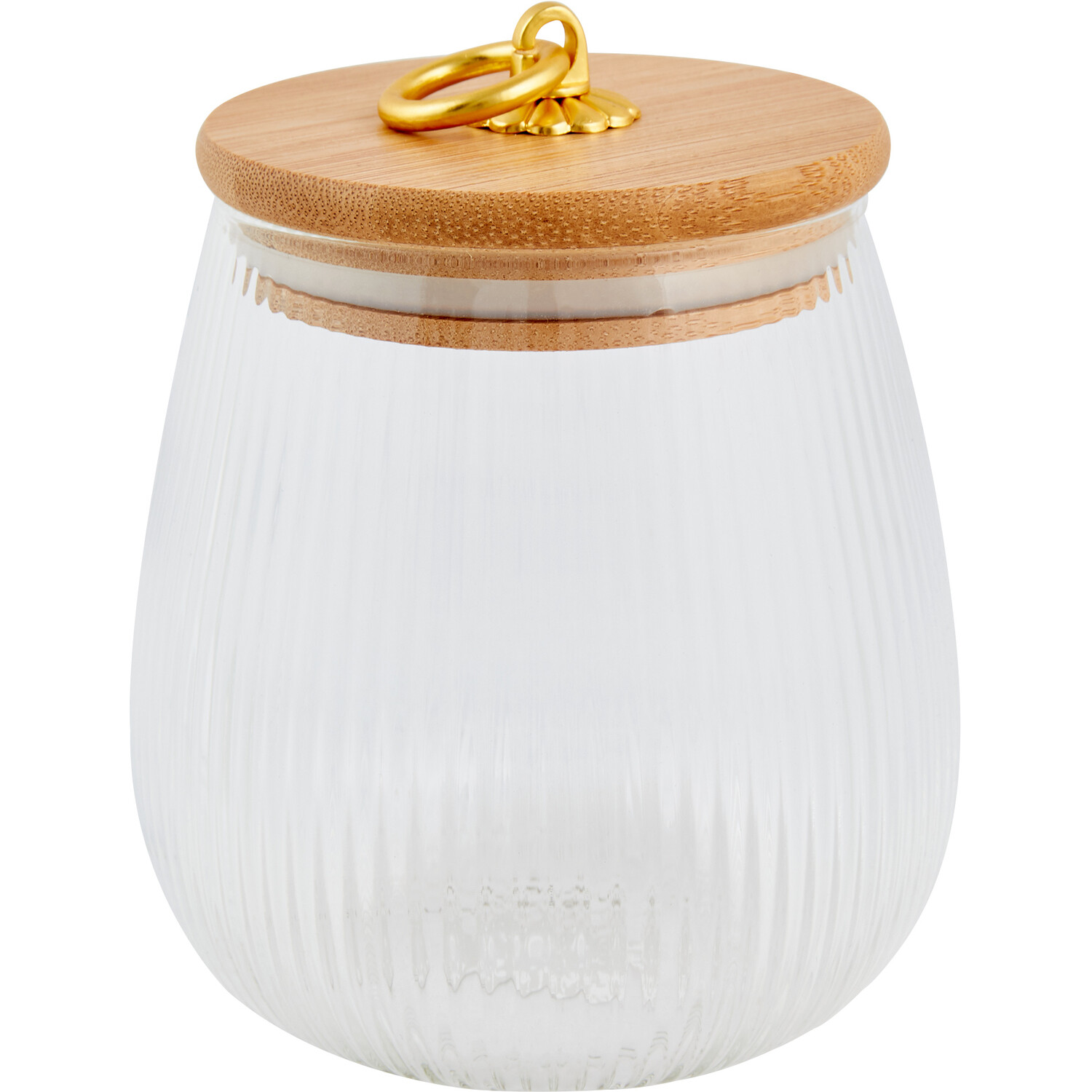 Ribbed Glass Jar with Bamboo Lid Image 1