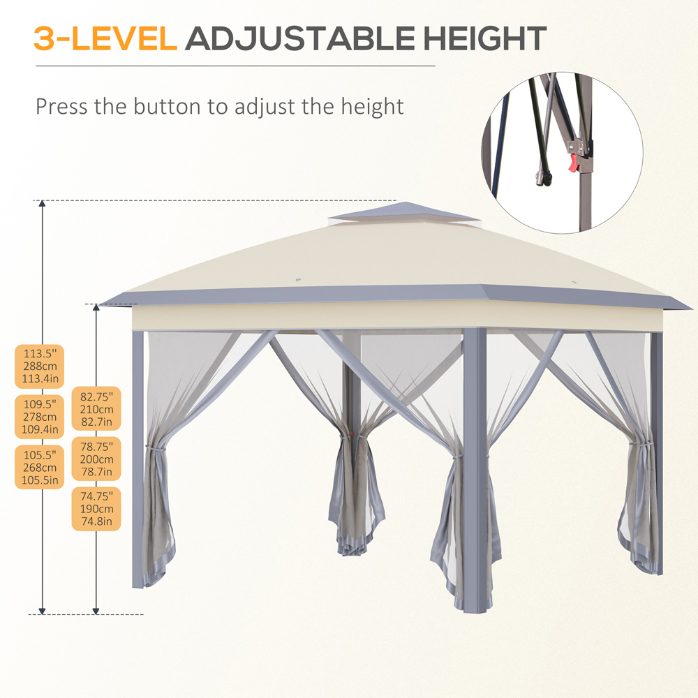 Outsunny 3.3 x 3.3m Beige Double Roof Pop Up Gazebo Image 6