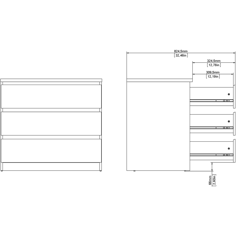 Florence 3 Drawer Jackson Hickory Oak Chest of Drawers Image 8