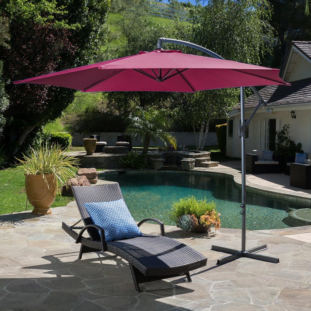 Living and Home Red Cantilever Parasol with Cross Base 3m Image 7