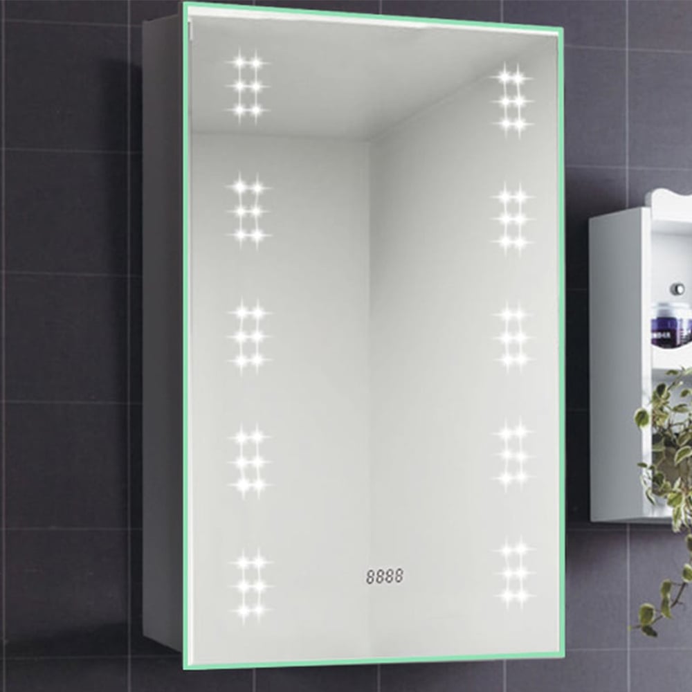 Living and Home LED Mirror Bathroom Cabinet with Demister Pad Image 1