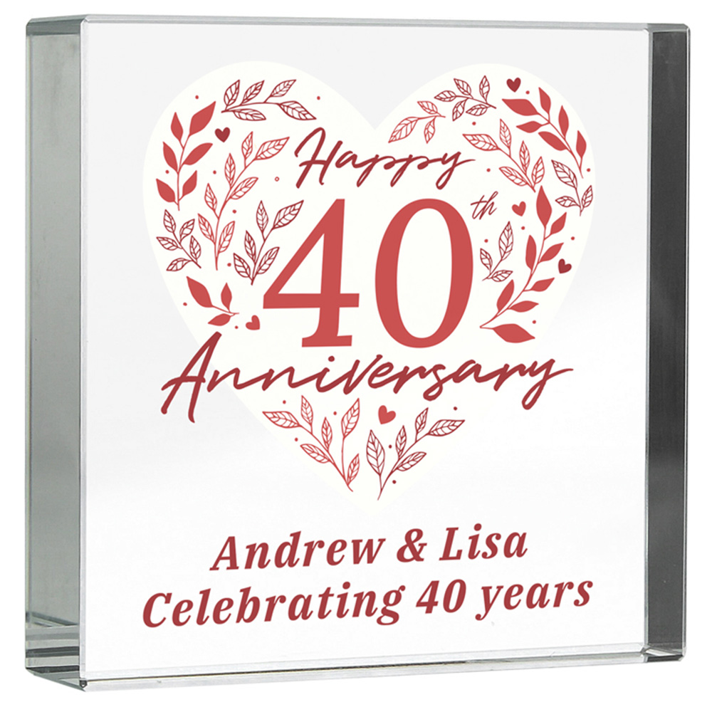 Personalised Memento Personalised 40th Ruby Wedding Anniversary Crystal Token Image 1