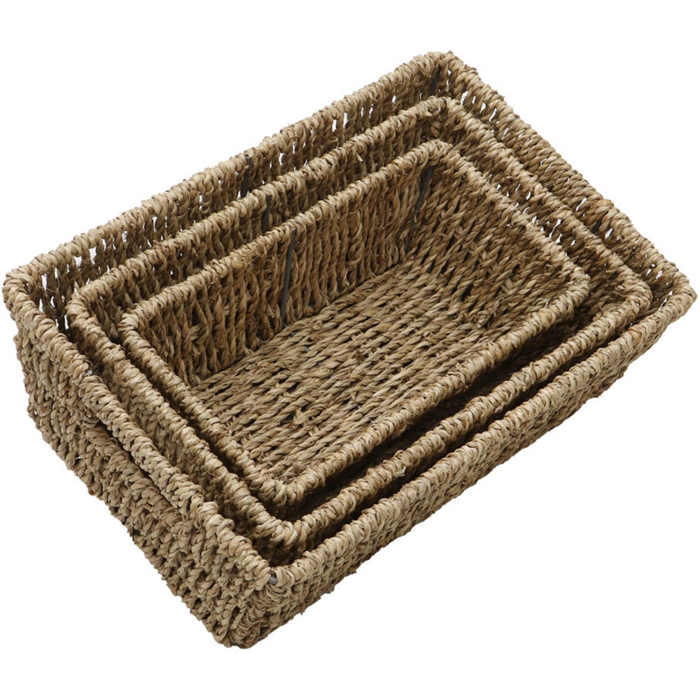 JVL Seagrass Rectangular Storage Baskets Set of 3 Image 4