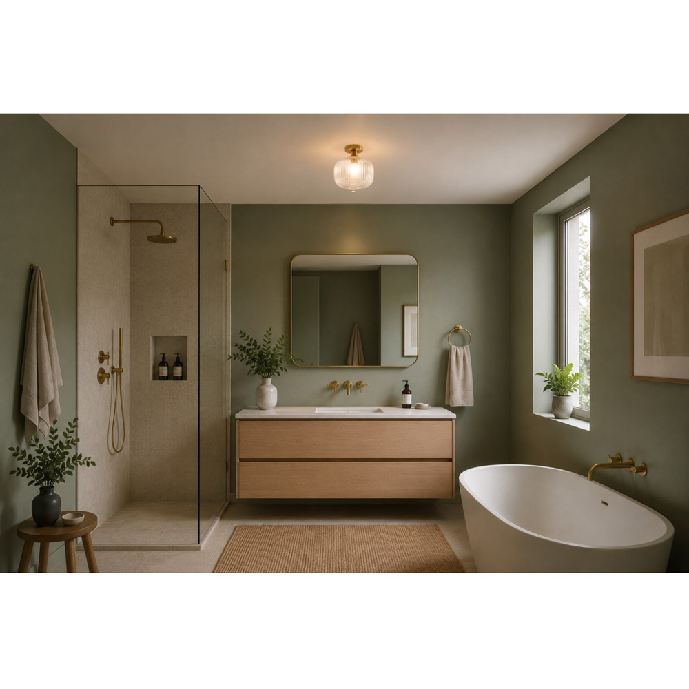 Cosylyte Maple Modern Ribbed Glass Brass Base Ceiling Light Image 2