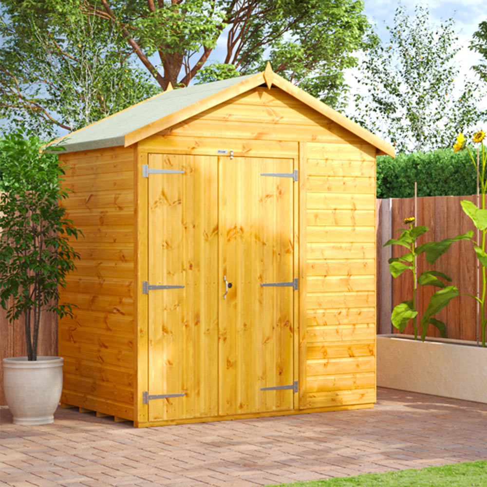 Power Sheds 4 x 6ft Double Door Apex Wooden Shed Image 2