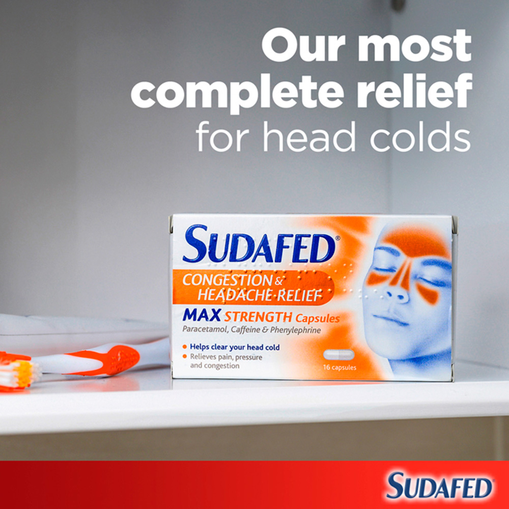 Sudafed Congestion and Headache Relief Max Strength Capsules 16 Capsules Image 8
