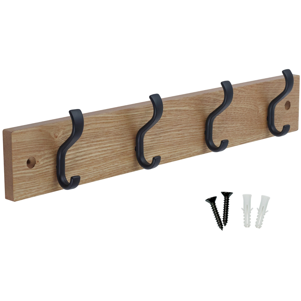 Headbourne Black and Ash 4 Hook Coat Rail Image 1