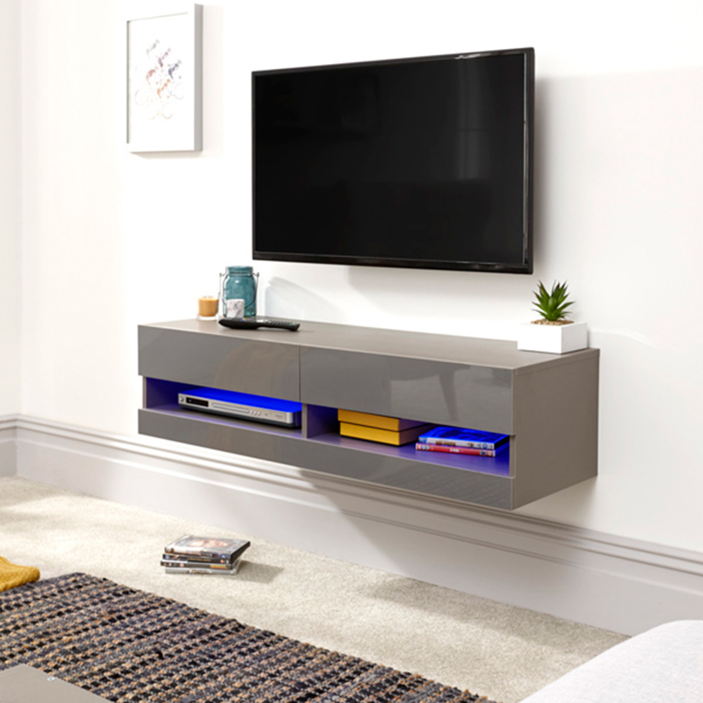 GFW Galicia Grey Small Wall TV Unit with LED Image 3