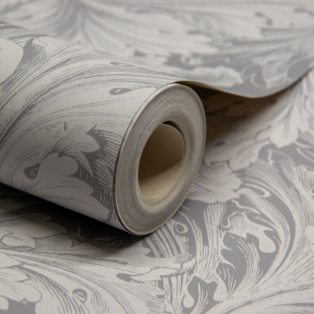 Grandeco Rossetti Acanthus Leaves Scroll Grey Wallpaper Image 2