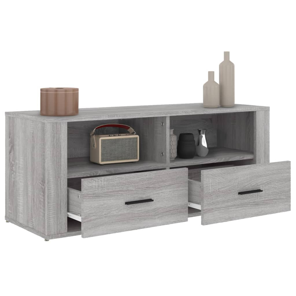 vidaXL 2 Drawer 2 Shelf Grey Sonoma TV Cabinet Image 5