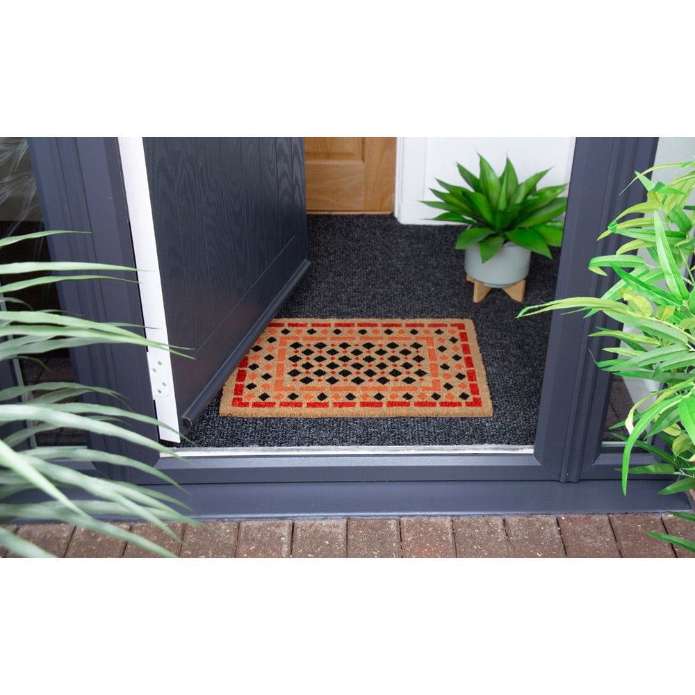 Eselle Astley Mosaic Printed Orange Coir Door Mat 40 x 60cm Image 4