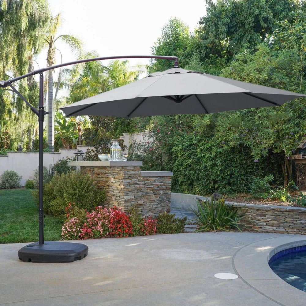 Living and Home Light Grey Garden Cantilever Parasol with Rectangular Base 3m Image 7