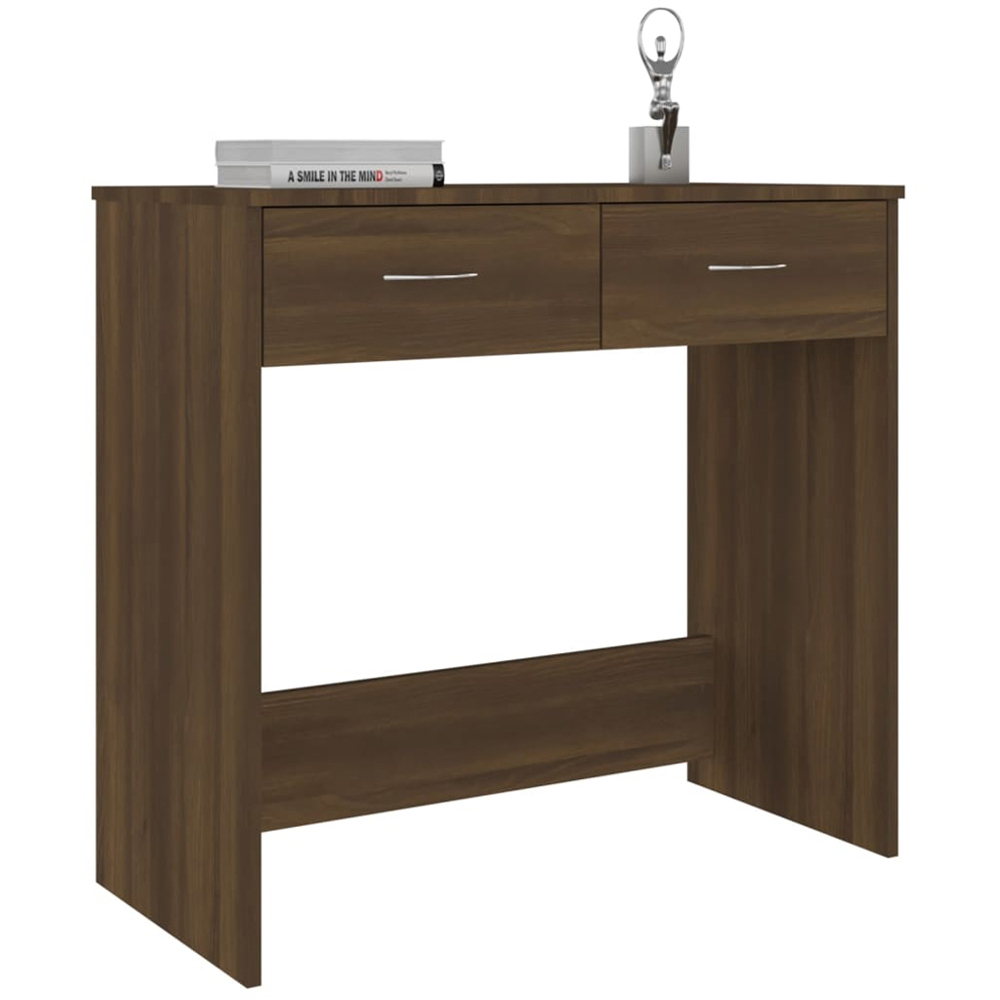 vidaXL 2 Drawer Study Desk Brown Oak Image 3