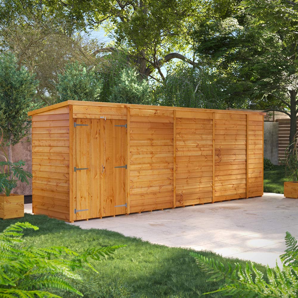 Power 18 x 4ft Overlap Pent Windowless Double Door Garden Shed Image 2