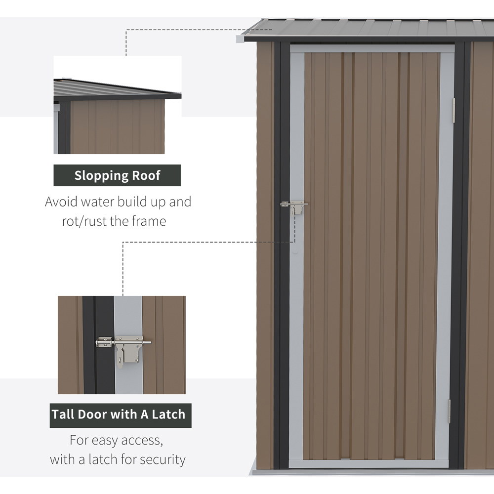 Outsunny 5 x 3ft Brown Garden Metal Shed Image 5