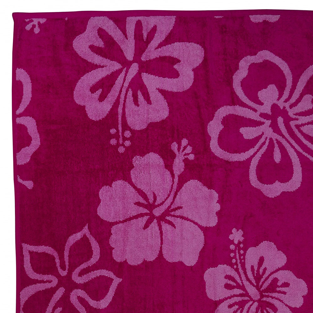 Eco Tex Recycled Cotton Pink Tropical Flower Beach Towel Wilko