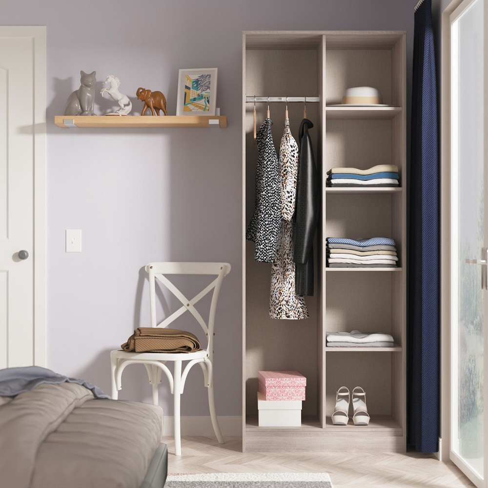 Crowndale Hong Kong 5 Shelf Grey Oak Tall Open Wardrobe Ready Assembled Image 7