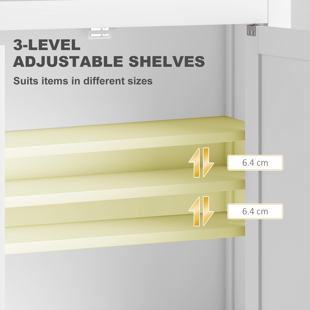 HOMCOM 2 Door White Wall Mounted Bathroom Wall Storage Cabinet Image 8