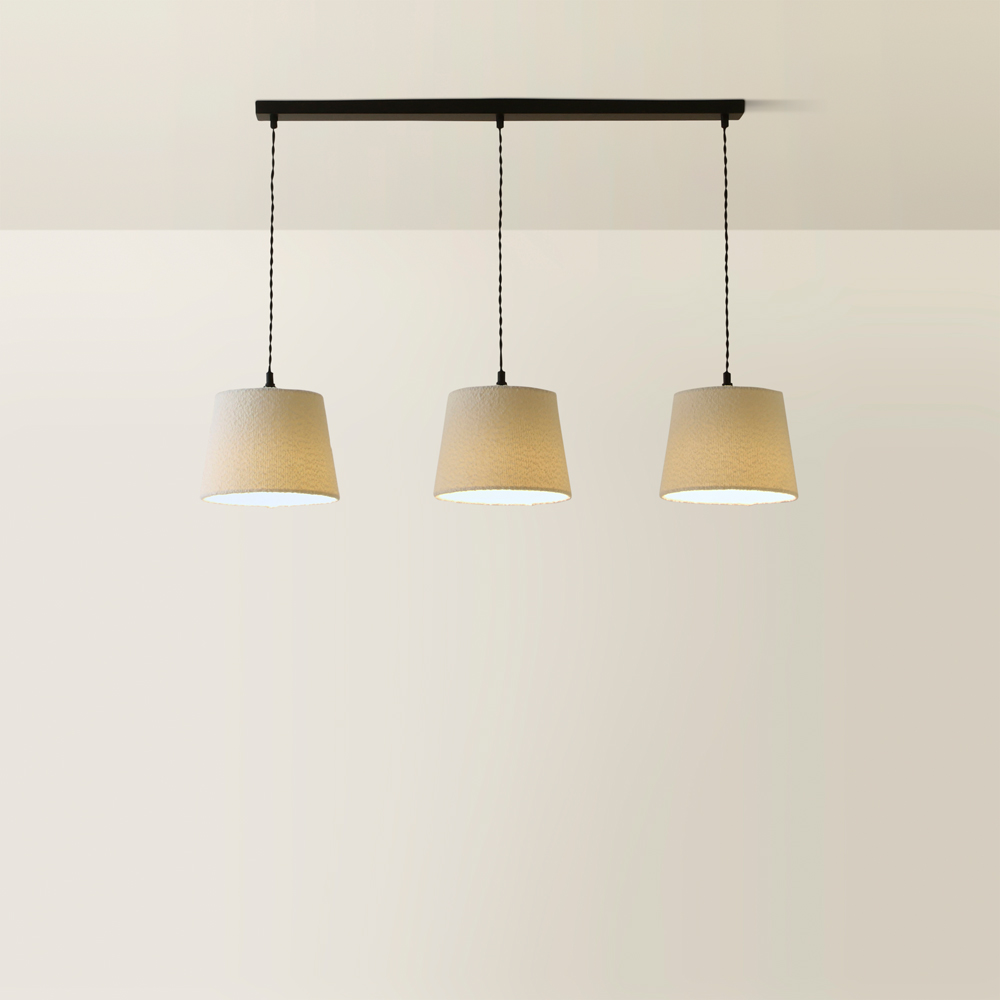 ValueLights Rory Tapered Cream Boucle Lamp Shade 3 Drop Ceiling Pendant Light with LED Bulbs Image 5
