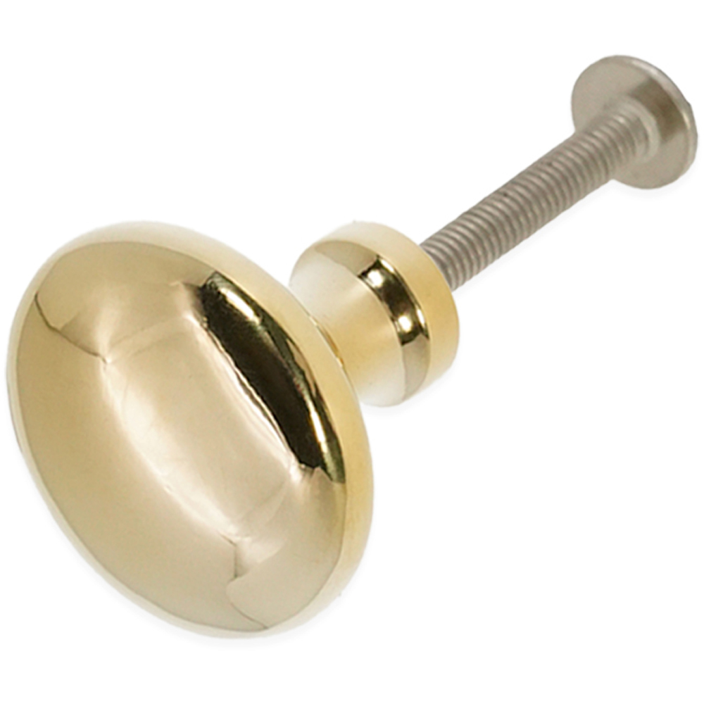 Spira Brass Mushroom Polished Brass Unlacquered Small 25mm Cupboard Knob Image 3
