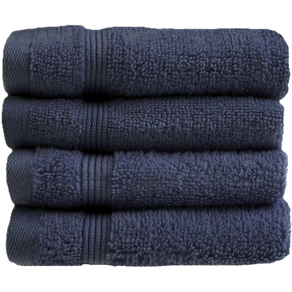 Allure Bath Fashions Luxury Zero Twist Egyptian Cotton Navy Face Cloth 4 Pack Image 1