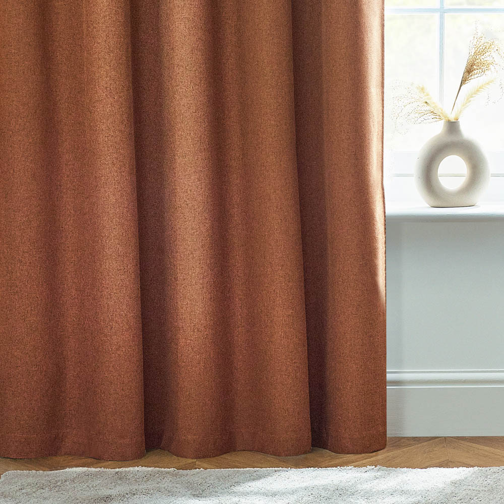 furn. Dawn Brown Thermal Blackout Eyelet Curtain 117 x 137cm Image 4