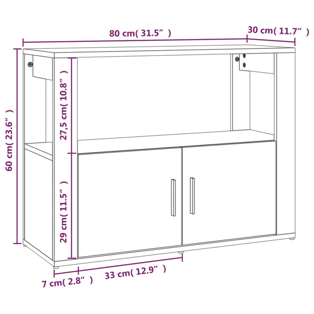 vidaXL 2 Door Single Shelf Sonoma Oak Sideboard Image 9
