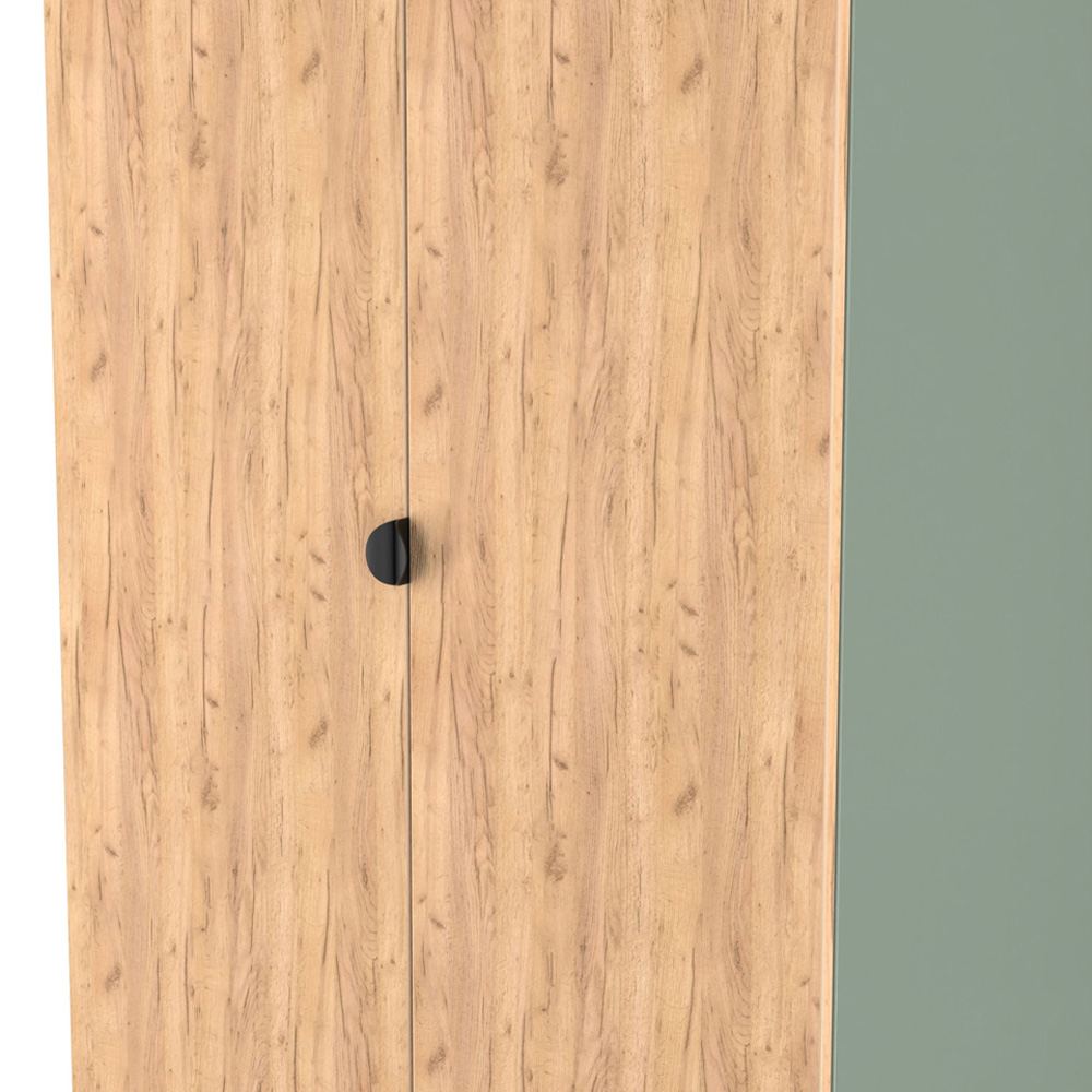 Crowndale Bora 2 Door 2 Drawer Gold Oak and Reed Green Tall Double Wardrobe Image 7