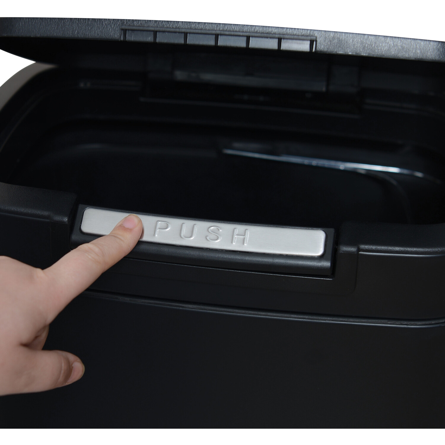 Kitchen Master Matt Black Rectangular Push Bar Bin 40L Image 4