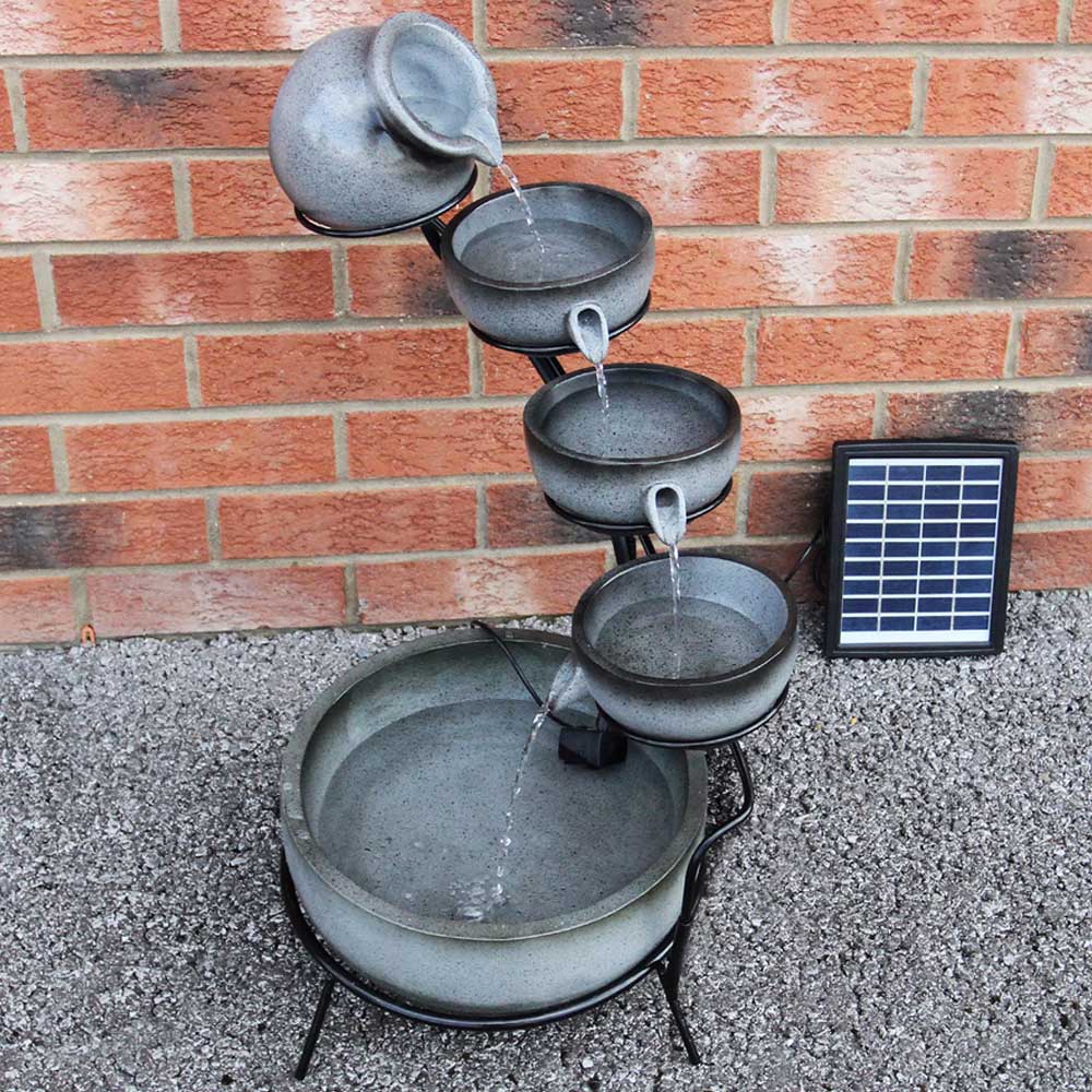 Monster Shop 4 Tier Grey Solar Water Feature Image 2