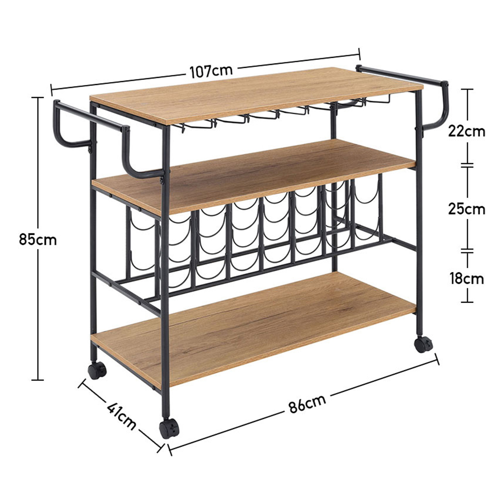 Living and Home 4 Tiers Rolling Serving Bar Cart Image 8