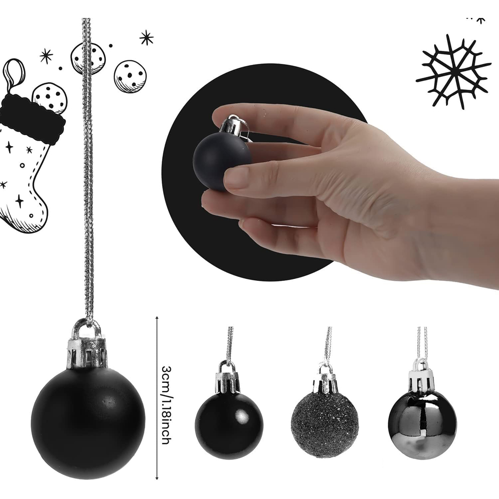 Shatchi Black Shatterproof Christmas Bauble 12 Pack Image 4