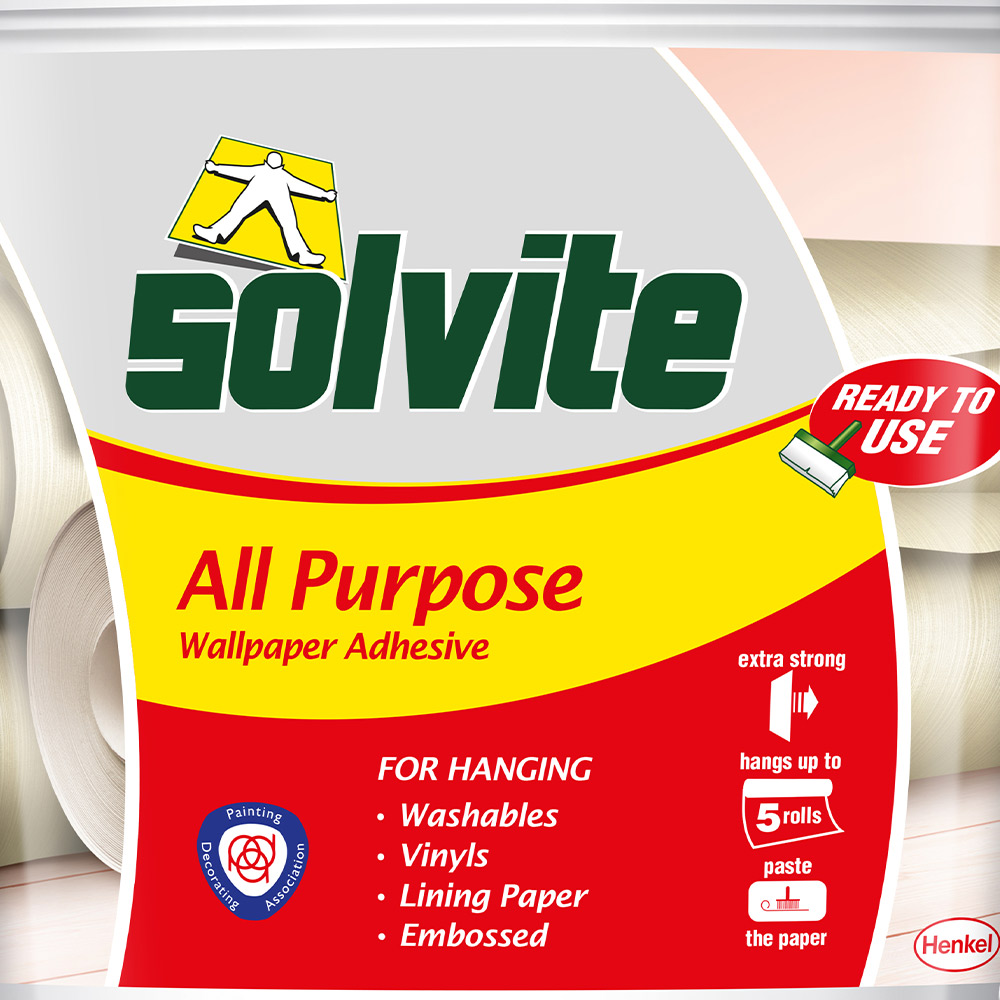 Solvite All Purpose Ready to Roll Wallpaper Adhesive 5 Rolls Image 2