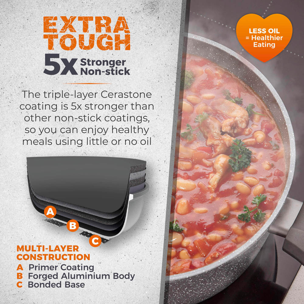 Tower 24cm Forged Aluminium Non-Stick Casserole Dish with Glass Lid Image 5