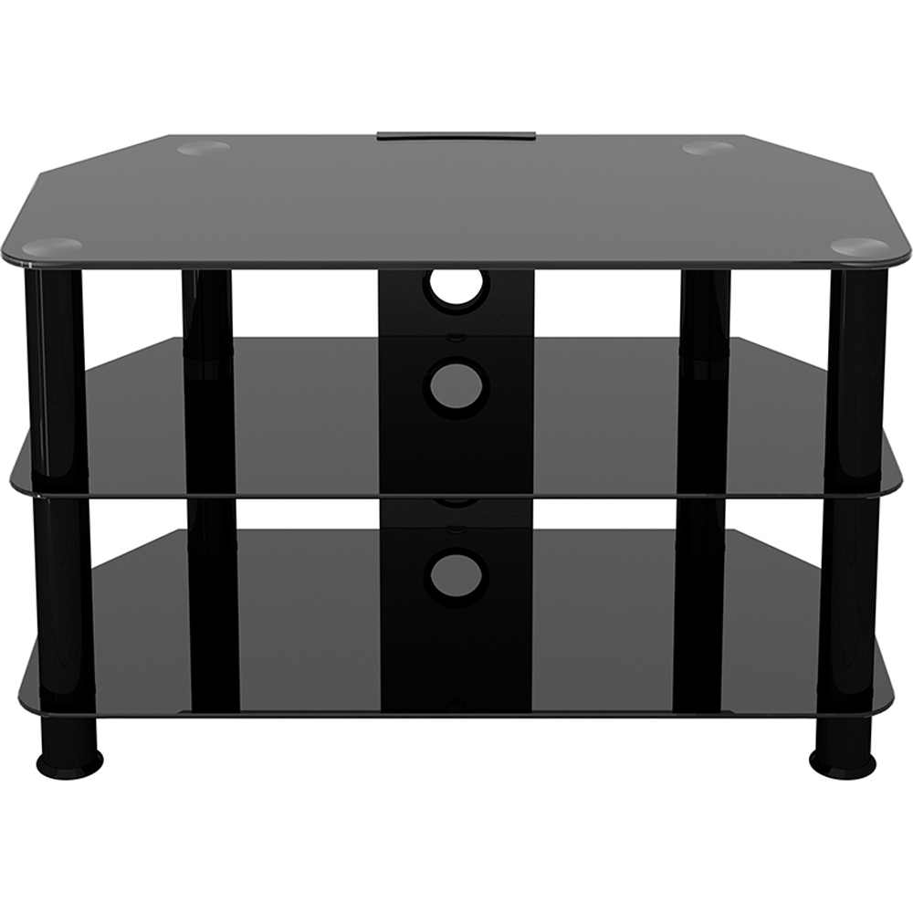 AVF Classic 2 Shelf Black Glass Corner TV Unit with Cable Management Image 3