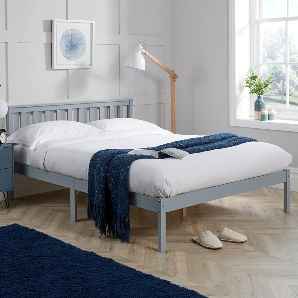 Home Source Florida Double Grey Low End Wooden Bed Image 1
