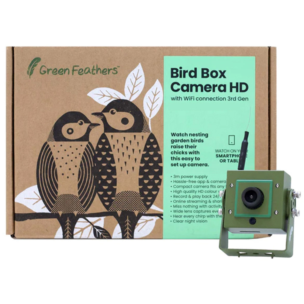 Green Feathers 2MP Wi Fi Bird Box Camera 3rd Gen Image 1