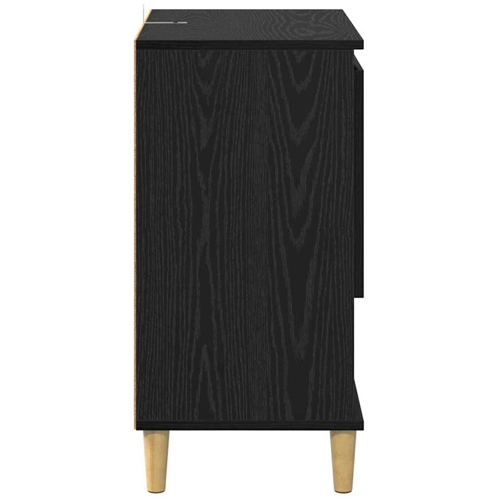 vidaXL 2 Door 2 Shelf Black Oak Compact Sideboard Set of 2 Image 8