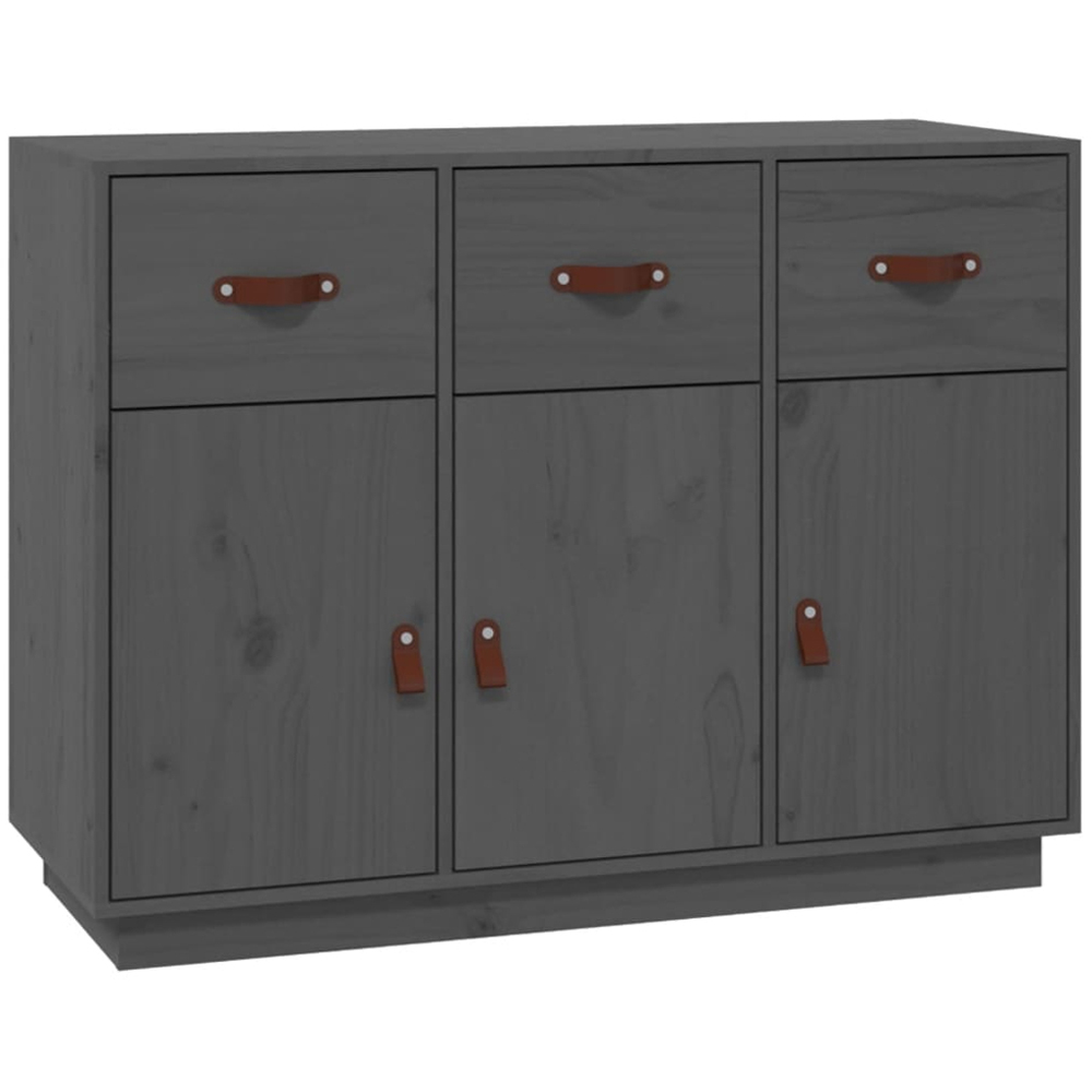 vidaXL 3 Door 3 Drawer Grey Wooden Sideboard Image 2