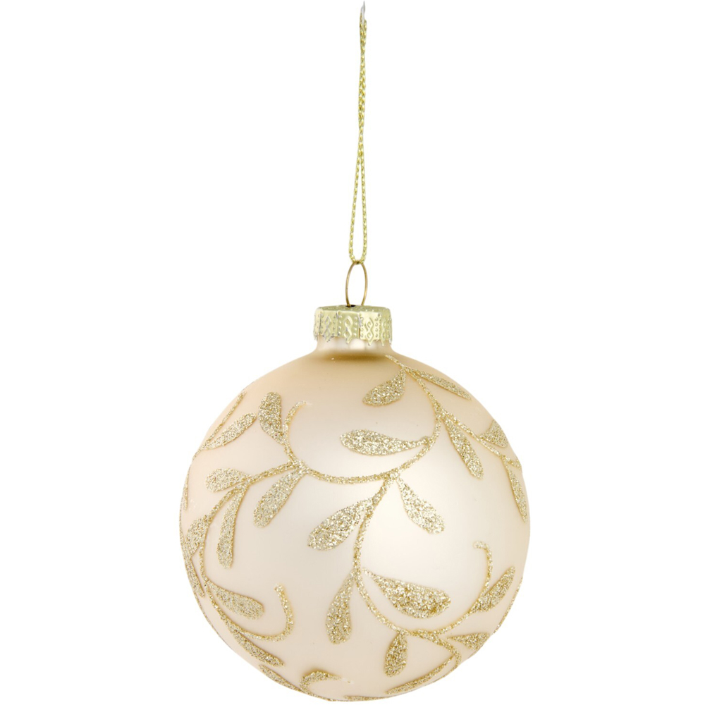 Ivory Glitter Leaf Bauble Image 3