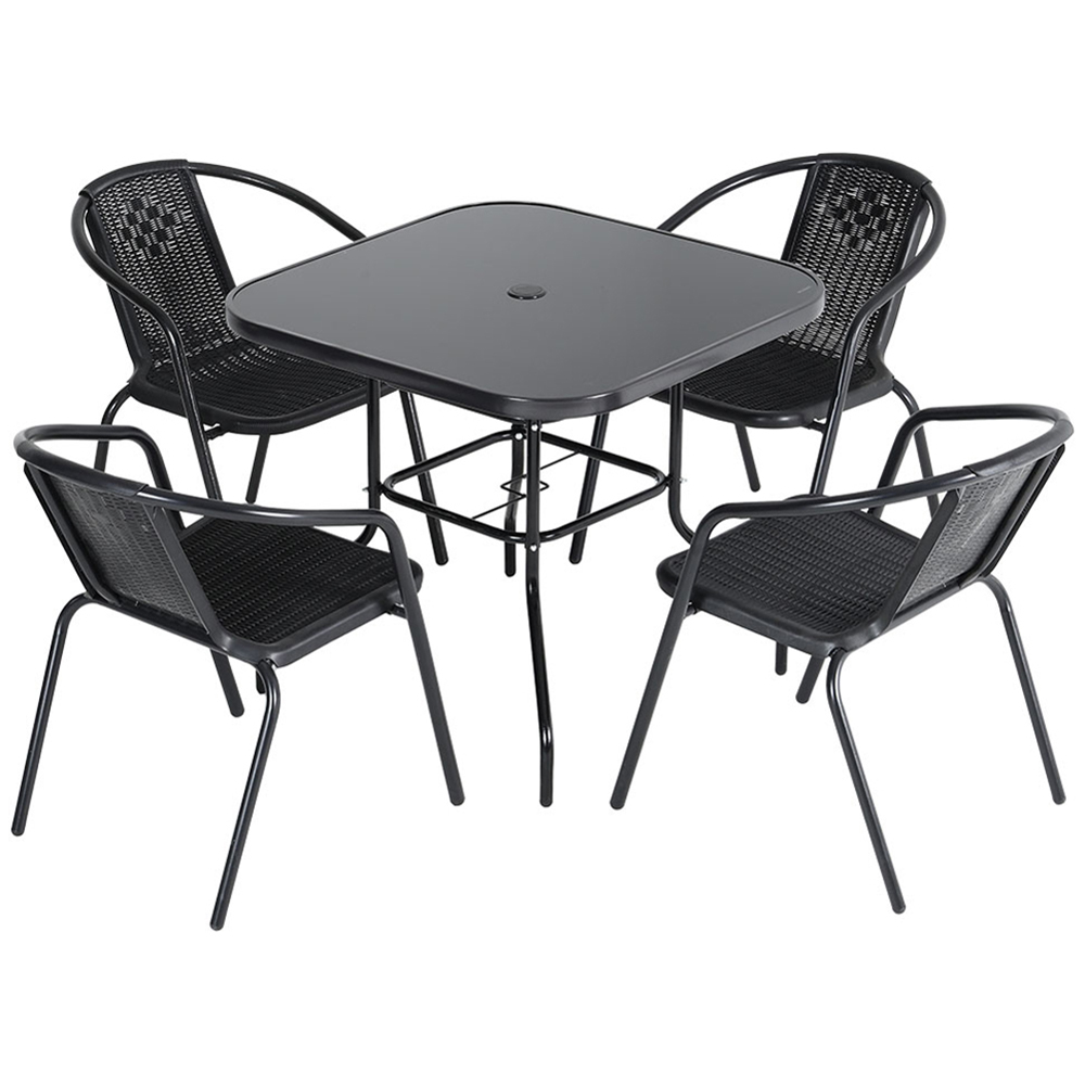 Living and Home Wicker 4 Seater Black Square Patio Set Image 2