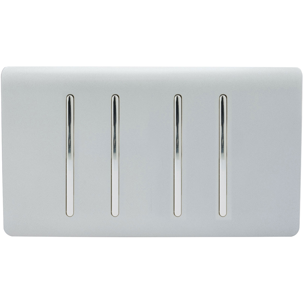 Trendi Switch 4 Gang 10amp 1 or 2 Way Platinum Silver Light Switch Image 1