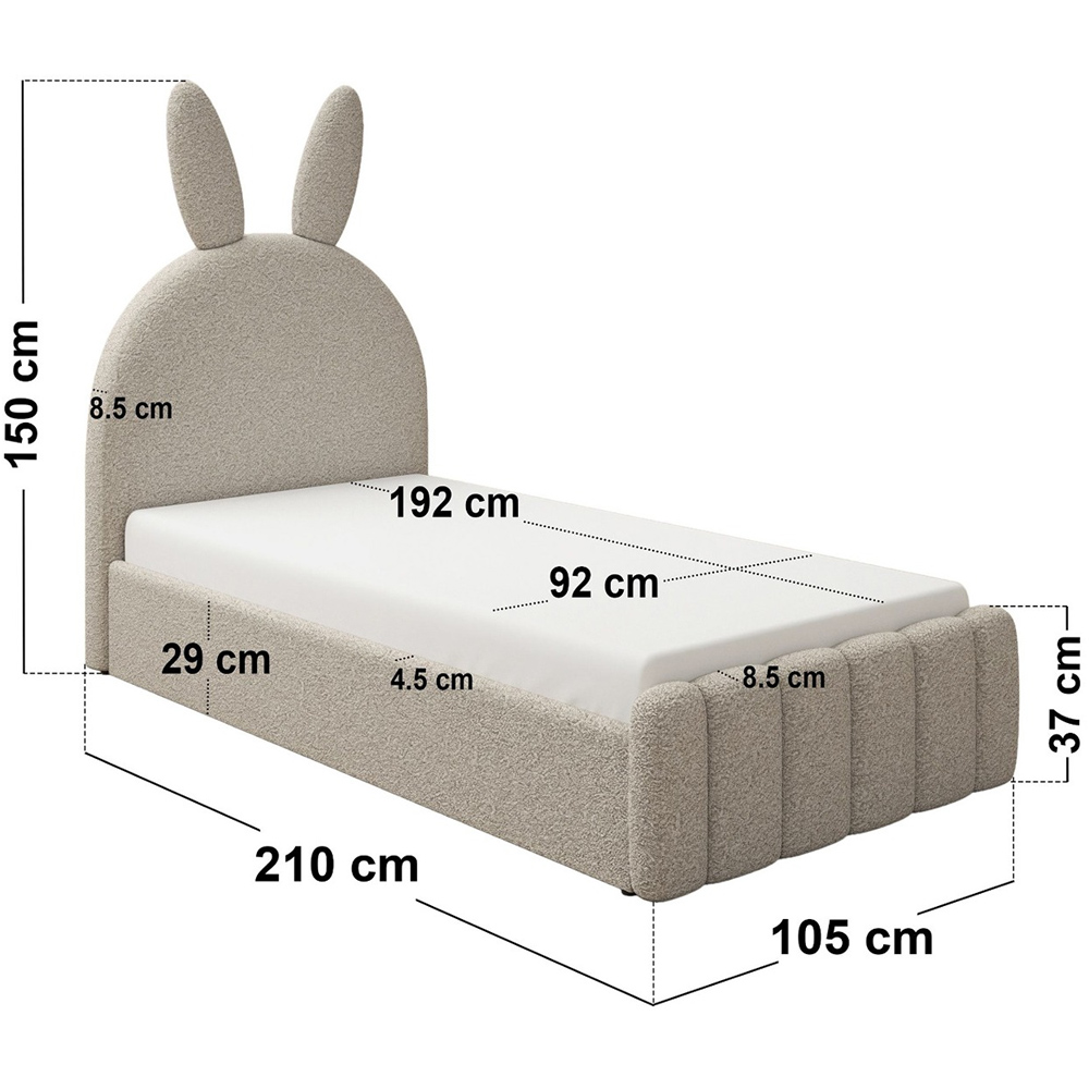 Flair Lapin Single Beige Boucle Bed with Bunny Headboard Image 8
